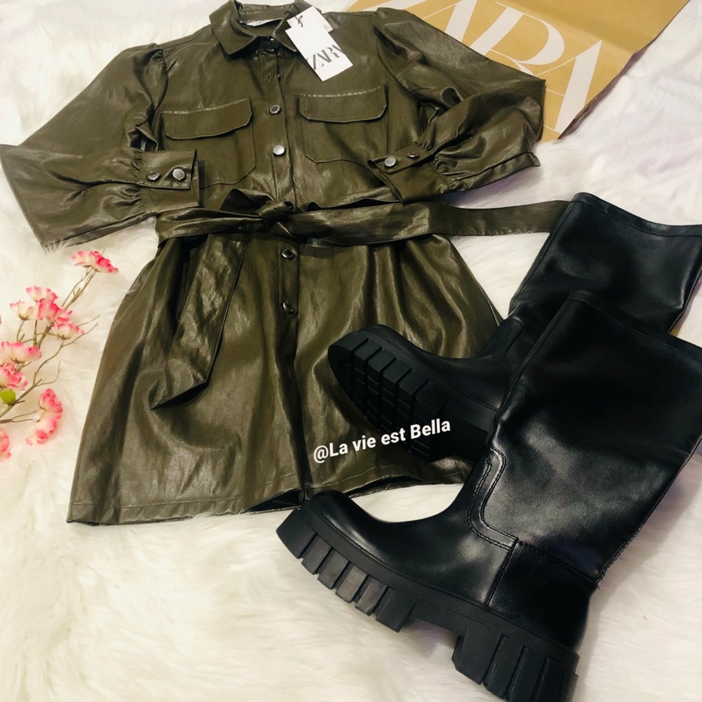 ZARA NWT FAUX LEATHER MINI DRESS
